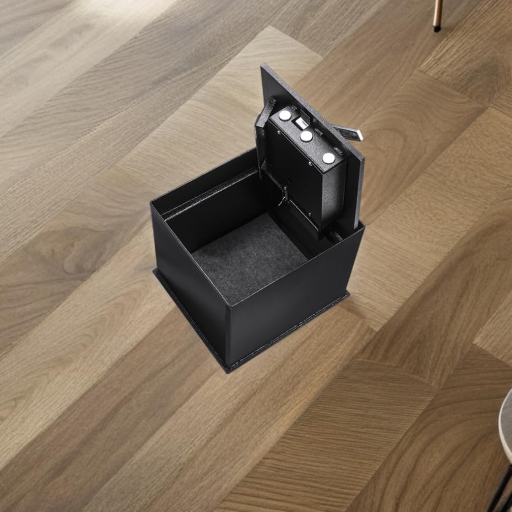BESPORTBLE In-Ground Floor Safe with Combination Lock, Steel Construction, Hidden Storage for Valuables, Black