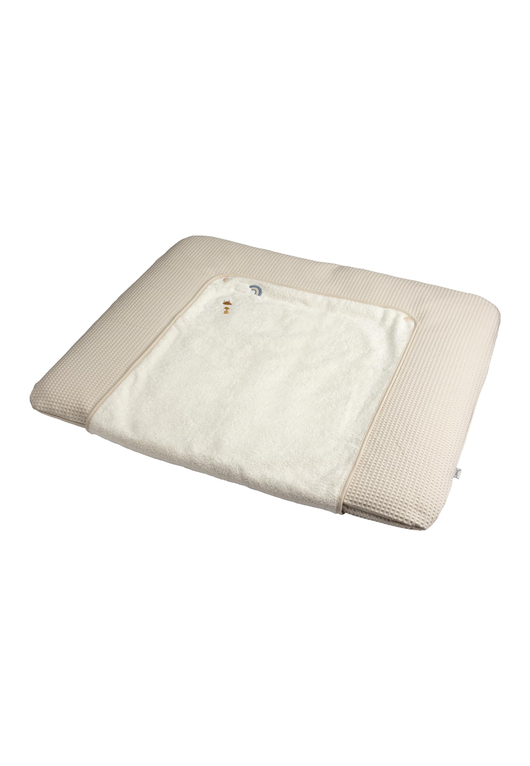 Wickelauflagenbezug 90 x 80 cm Ente Edda Lou aus Waffelpique mit abknöpfbarer Frotteeauflage, ecru