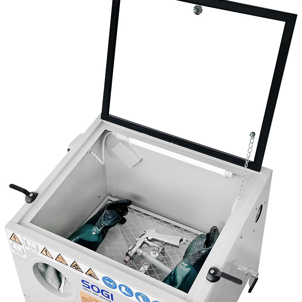 SOGI S-56 Arenadora de banco con abrasivo corindón GRA-36 o GRA-80 o microesferas de vidrio (S-56 + Corindón GRA-80)