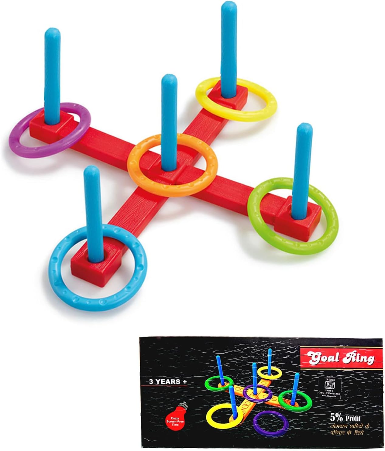 SIGNAMIO® Multi-Color Tennikoit Ring Toss Indoor Game for Kids - Indoor/Outdoor Stacking Toy Set with Rings, Stands - Perfect for Family Fun and Learning Activities