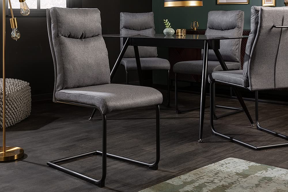 Riess Ambiente Moderner Freischwinger Stuhl Comfort grau mit Komfortgriff Esszimmerstuhl Küchenstuhl Besucherstuhl