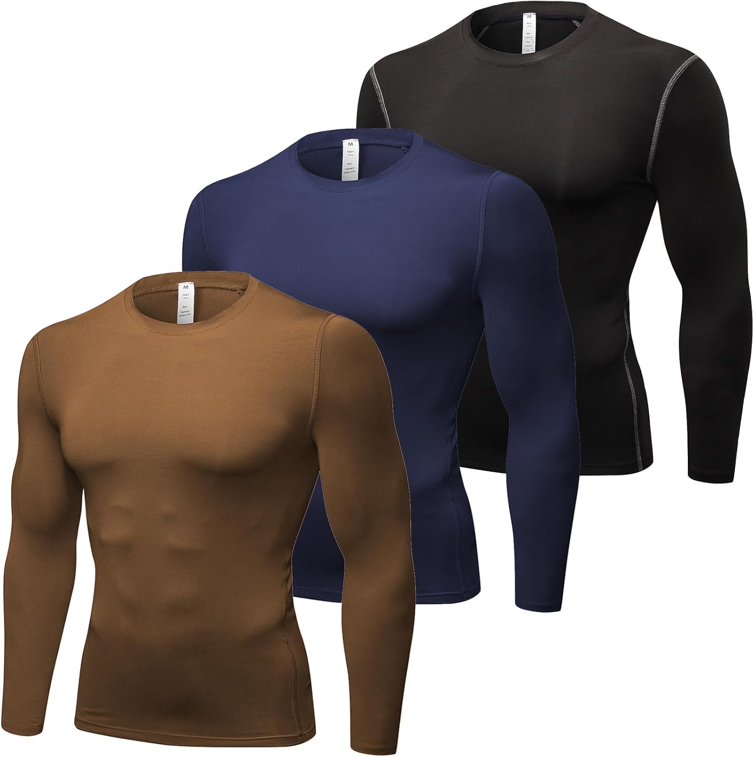 SPVISE Men's Athletic Compression Shirts Long Sleeve Workout T-Shirt Rash Guard Base Layer Top Basketball Undershirt Cool Dry
