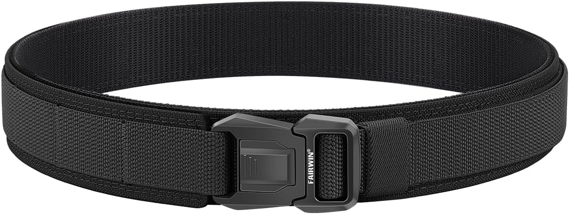 FAIRWIN Duty Belt, Tactical Military Battle Molle 1.5 Inch Carry Belts for Men with Quick Release Seatbelt Buckle Black M(Waist 36"-42" )