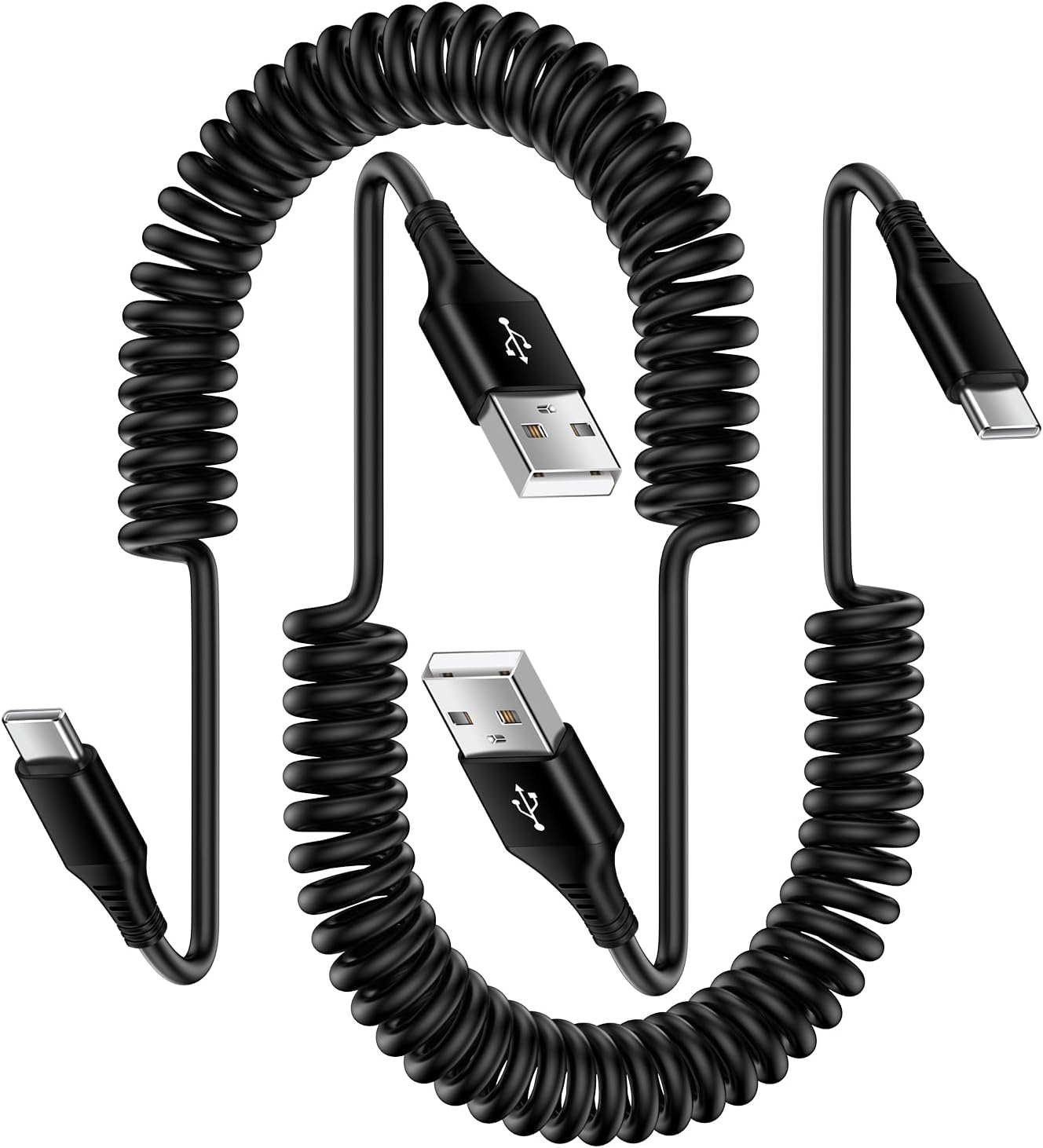Vedfoad USB C Cable Spiral Short, 2 Pieces 0.9 m A to Fast Charging Cable, Type Android Car Samsung Galaxy S23 S22 S21 S20 S10 A13 A14 A22 A32 A34 A53 A54, Huawei, Xiaomi,
