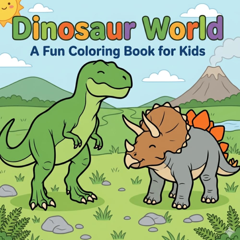 Dinosaur World: A Fun Coloring Book for Kids