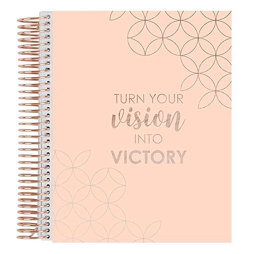Erin Condren Diario de visión prompted de 7 x 9 pulgadas, cubierta intercambiable de flor de cerezo con bobina de oro rosa. Hojas de visión,