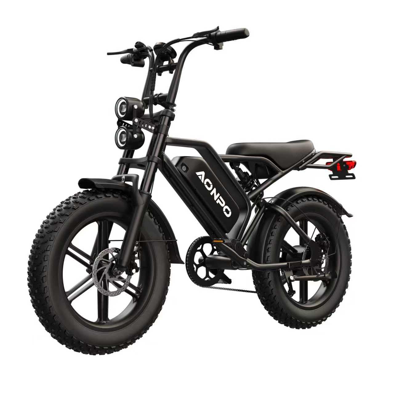 V20 Bici Elettrica per Adulti 20" x 4.0, Batteria Rimovibile da 52V 15/20Ah, Autonomia di 160/190km, Bicicletta Elettrica con Doppia Sospensione, 7 Velocità Ebike