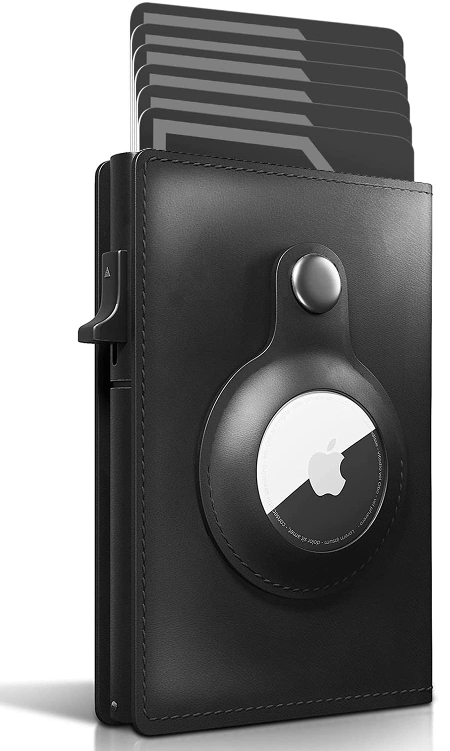 AirTag Wallet with Durable One-Press Quick-Access Card Holders, Leather RFID Technology Credit Card Holder Minimalist Wallet for Men for Apple AirTag