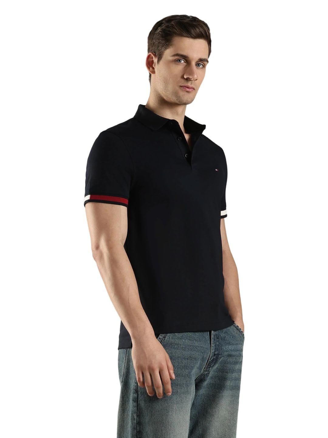 Solid Slim Fit Cotton Polo T-Shirt