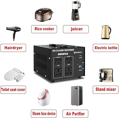 Miniatura 12 de Anbull Convertidor de voltaje de 2000 W, transformador de voltaje de 220 V, 230 V, 240 voltios a 110 V, 120 voltios o 110 V, 120 voltios a 220 V