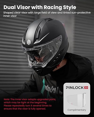 Miniatura 3 de ILM Cascos de cara completa para motocicleta DOT ECE para hombres y mujeres con doble visera pinlock inserto Street Racing casco Cascos para Motos
