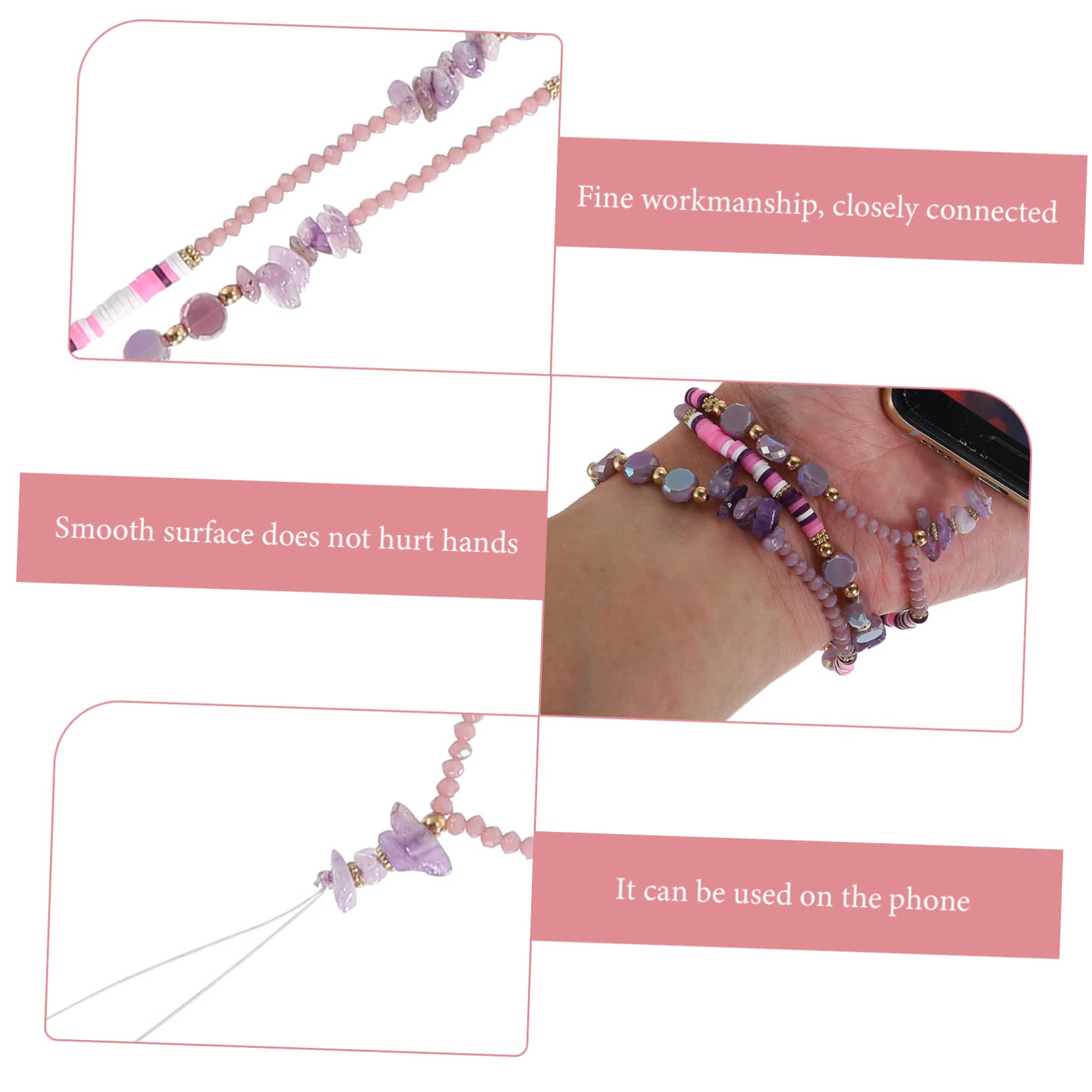 PRETYZOOM 4 Stück Perlen Telefonkette perlenbesetztes Schlüsselanhänger-Armband hängende Handschlaufe Lange Handykette Kamera Hängeband Armband Schlüsselanhänger Armband Schlüsselband Charme