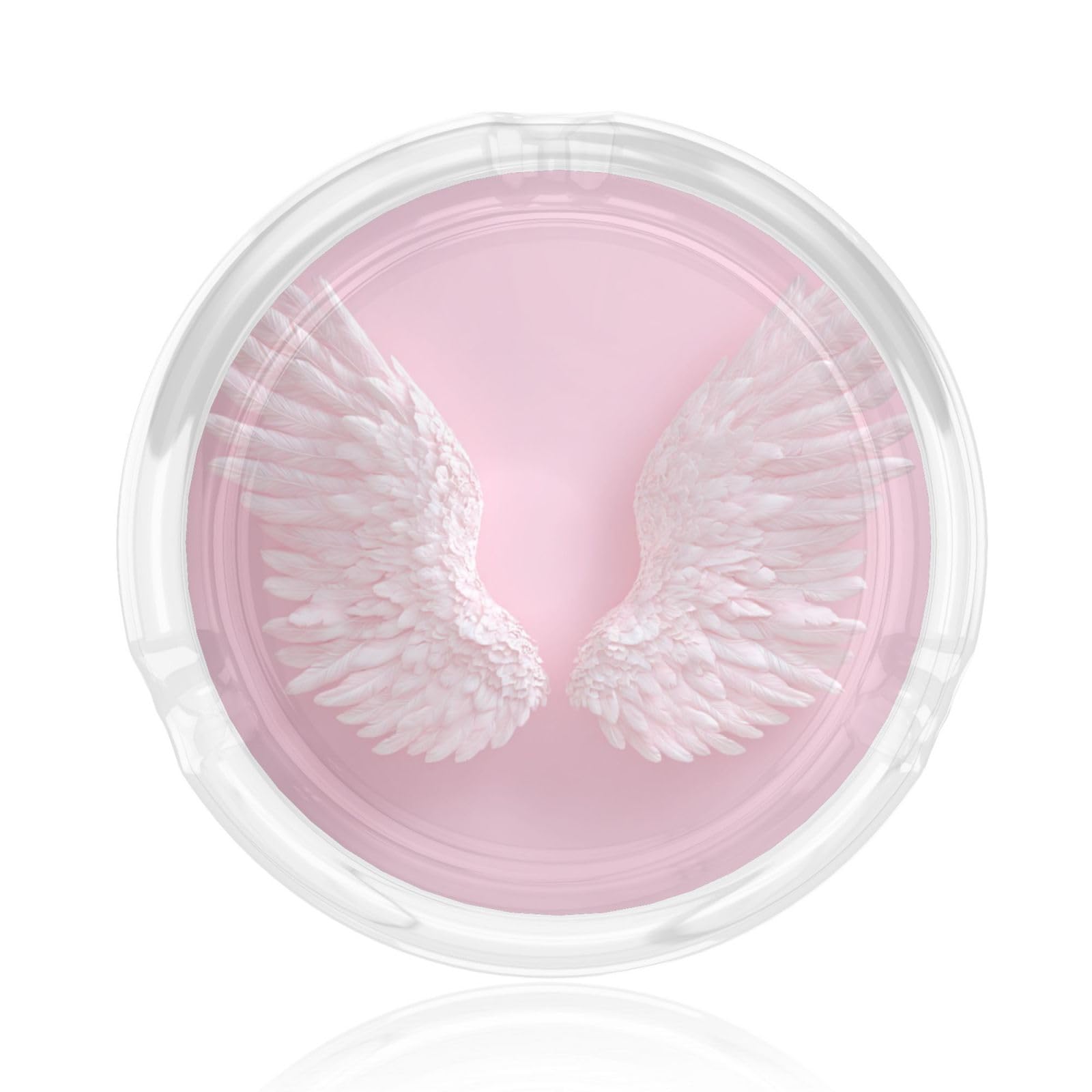 3d White Angel Wings On Pink Glass Ashtray For Cigarettes Ash Trays Case For Home Office Decor