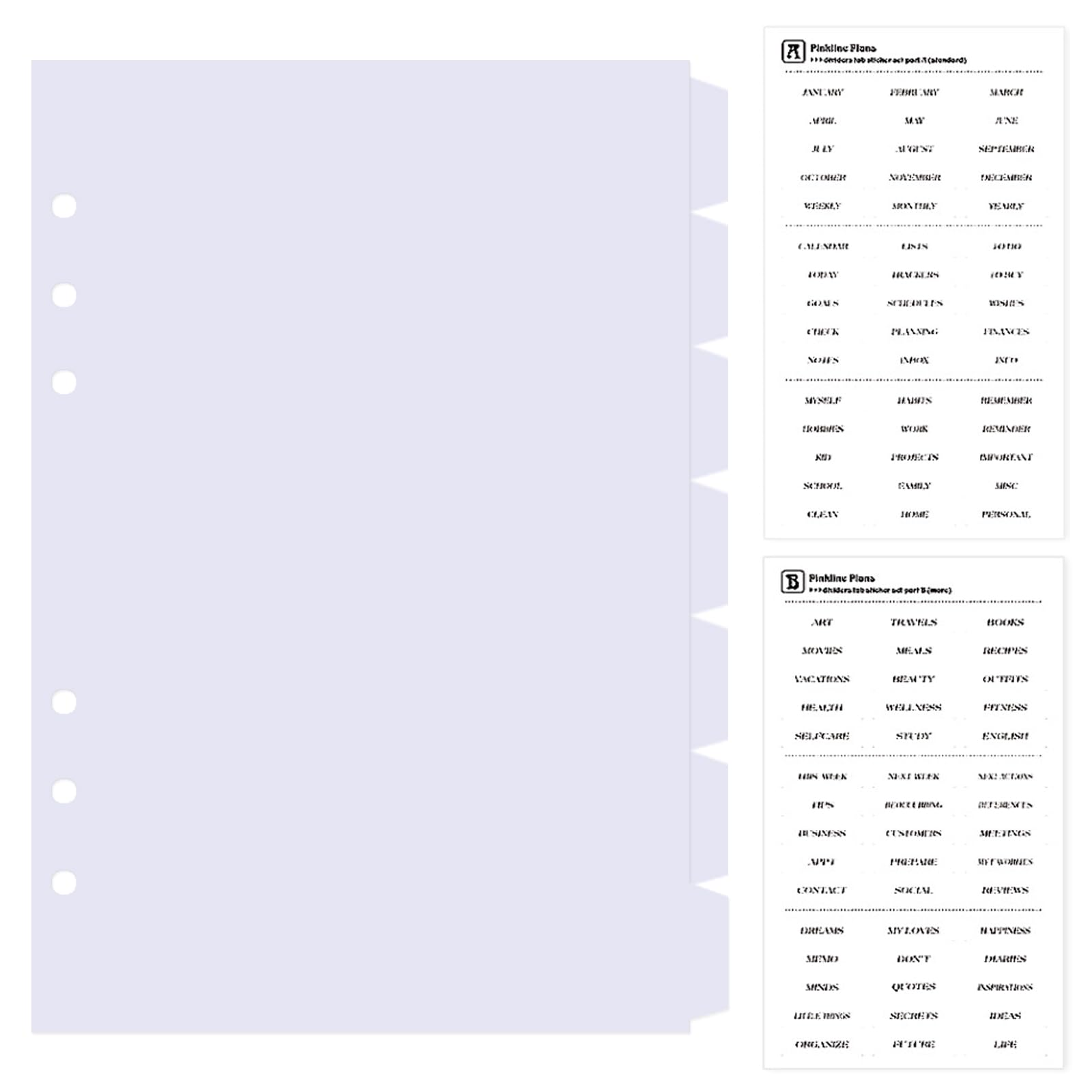 DY.2ten White Dividers for 6 Ring Binder, 7-Tab Sturdy Plastic Dividers, A5 Index Divider, 6 Hole Binder Dividers, Insertable Notebook Planner Tab Dividers for Binders