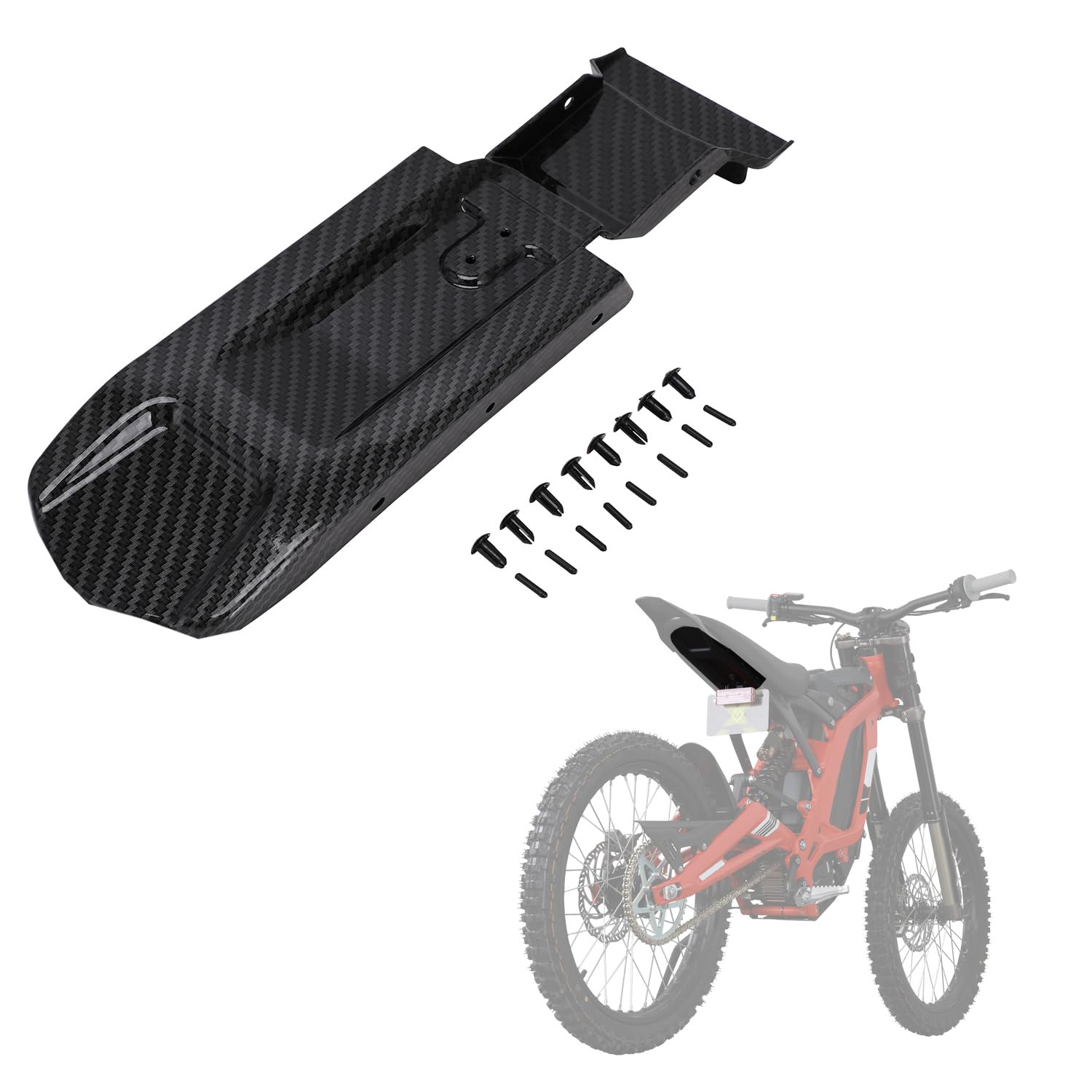 JFG RACING Surron Rear Mudguard Inner Plate Carbon Fiber Pattern Sur Ron Rear Mud Guard Fender for Sur-Ron Light Bee X/S Electric Dirt Bike