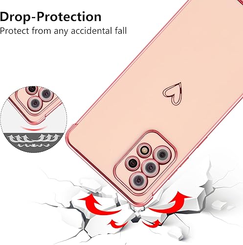 Miniatura 3 de ZTOFERA Funda Samsung Galaxy A52A52S 5G, bonito borde chapado con patrón de corazones de amor con protección para lente de cámara, funda para Galaxy