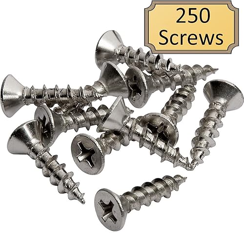 Miniatura 2 de Desunia Tornillos de cabeza plana chapados en níquel N.6 x 58 pulgadas - N.2 Philips Drive - Ideal para la instalación de bisagras de gabinete y