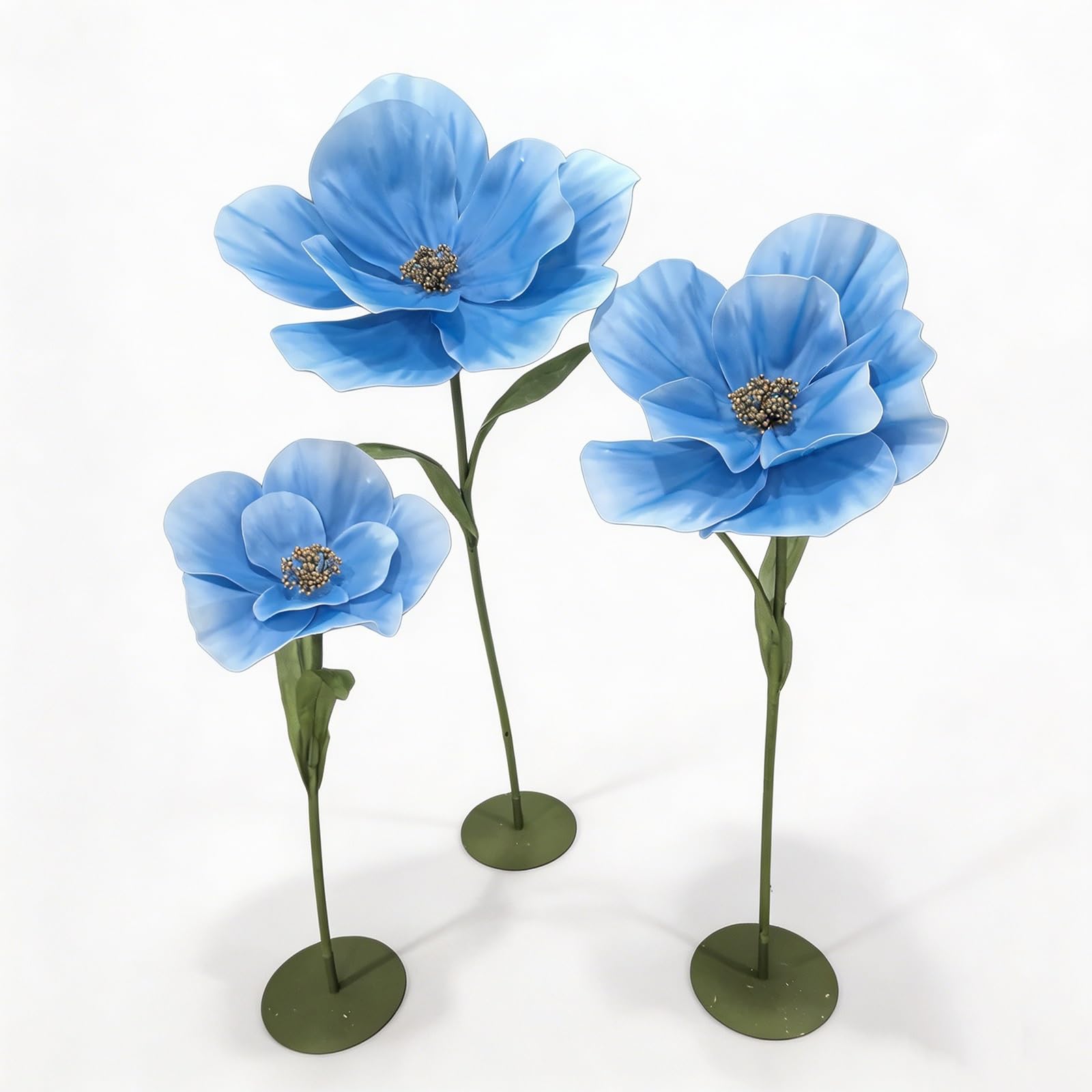 3er Set Riesige Kunstblumen Eva-Schaum 170/140/120cm mit Basen & Stielen | Große Schaumblumen mit Stielen & Basen – Vielseitige Dekoo für Hochzeitshintergrund, Gang, Party & Schaufenster(H)