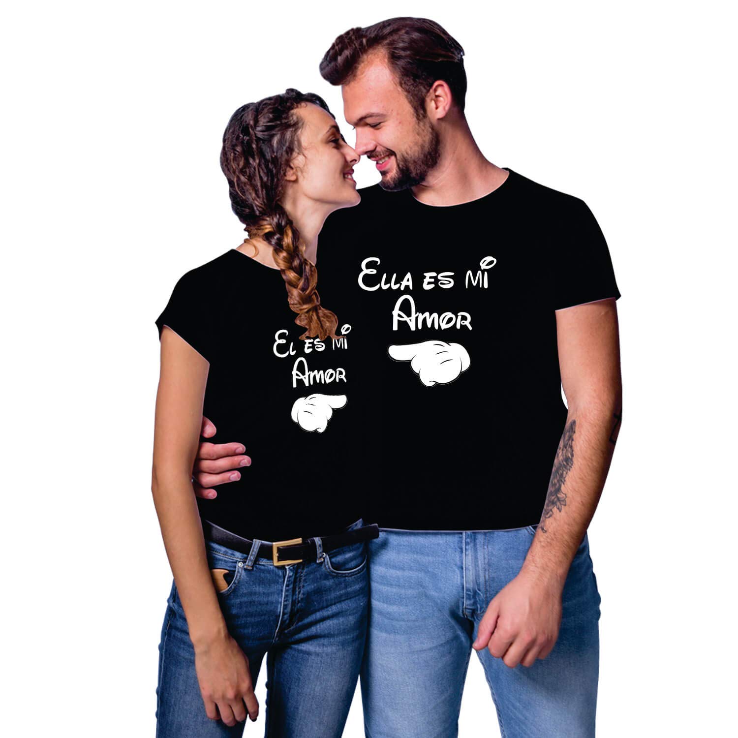TheYaYaCafe Yaya Cafe� Valentine Couple Tshirts Printed El Ella ES Mi Amor He is My She is My Love Spanish Premium Cotton Men Women