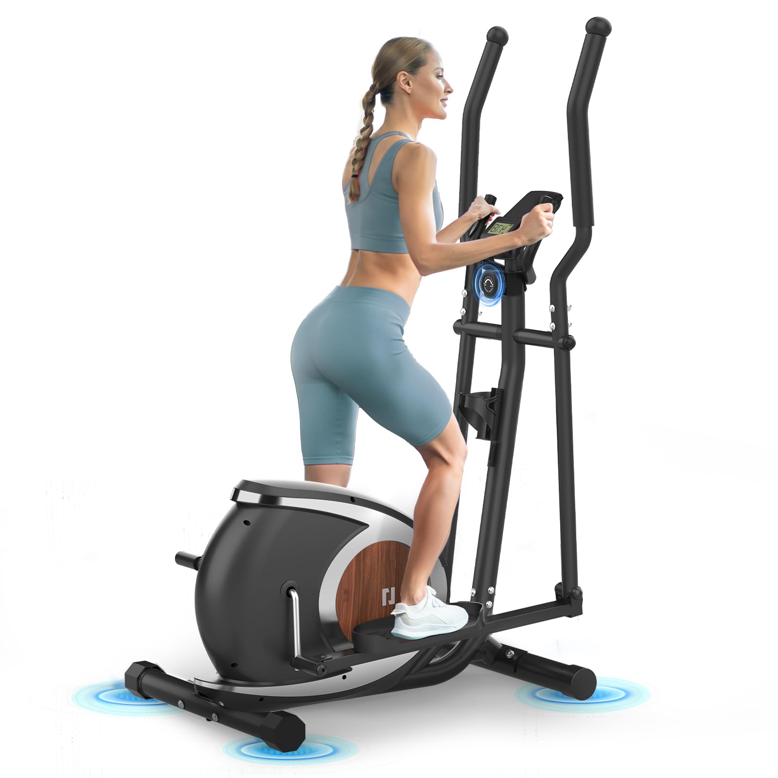 Ellittiche Magnetico con 16 Livelli di Resistenza, Macchina Ellittica Ultra-silenziosa Per la Casa, Monitor LCD, Portabottiglie, Capacità di Carico 120KG