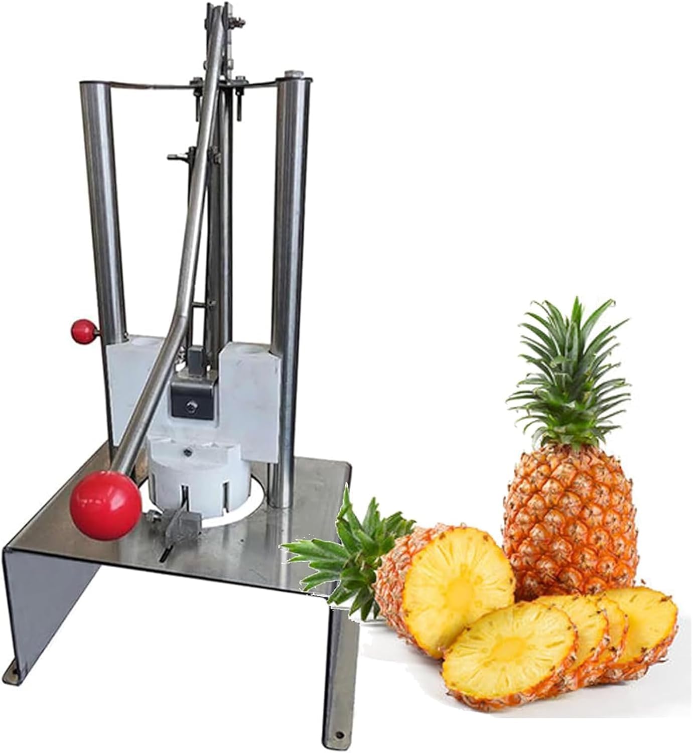 Máquina descorazonadora de piña, peladora y rebanadora manual, 60 piezas/hora, pelado rápido de 10 segundos para el hogar, supermercados, restaurantes, puestos de alimentos