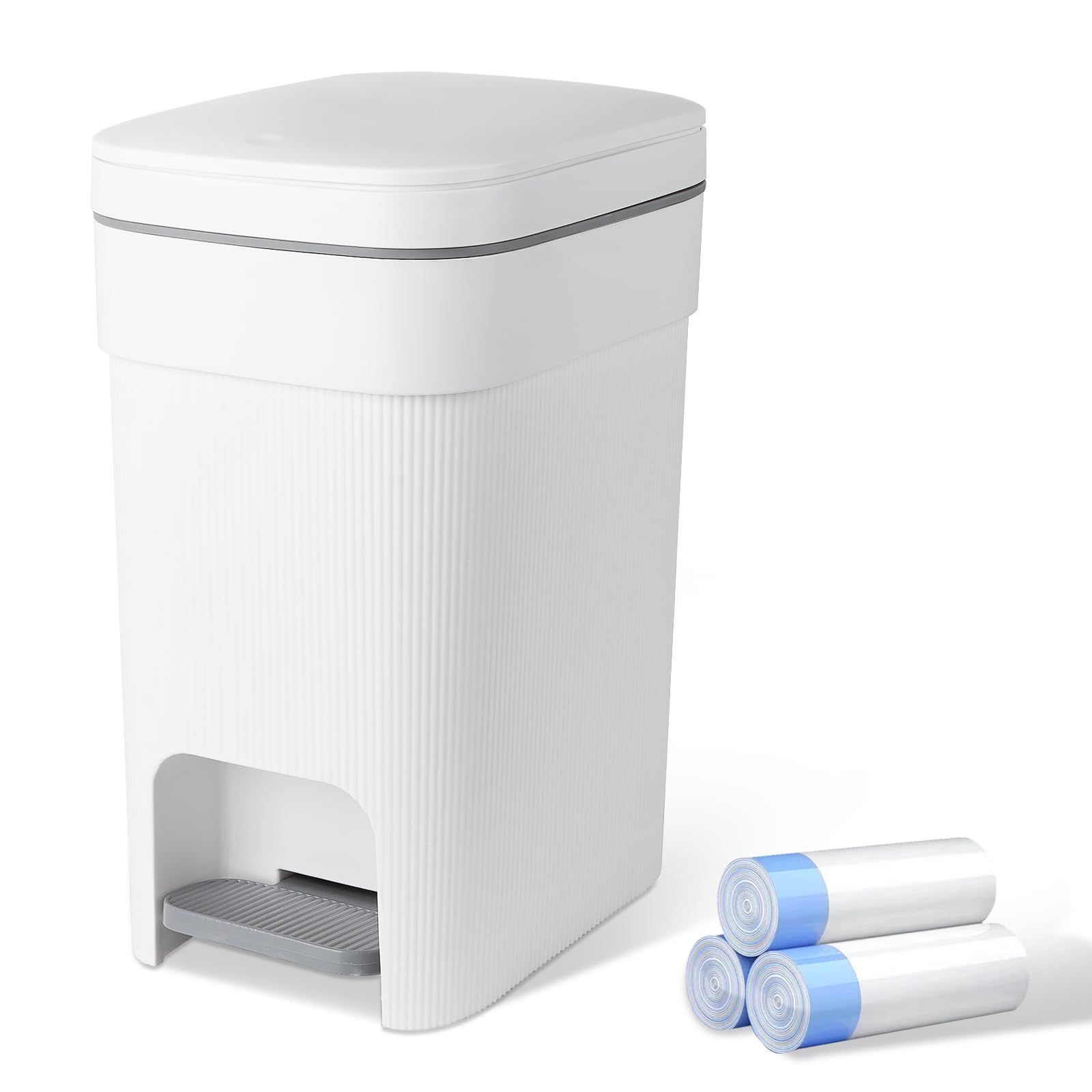 JiatuA Small Bathroom Trash Can with Lid Soft Close 2 6 Gallon Step Garbage Can Slim Trash Bin