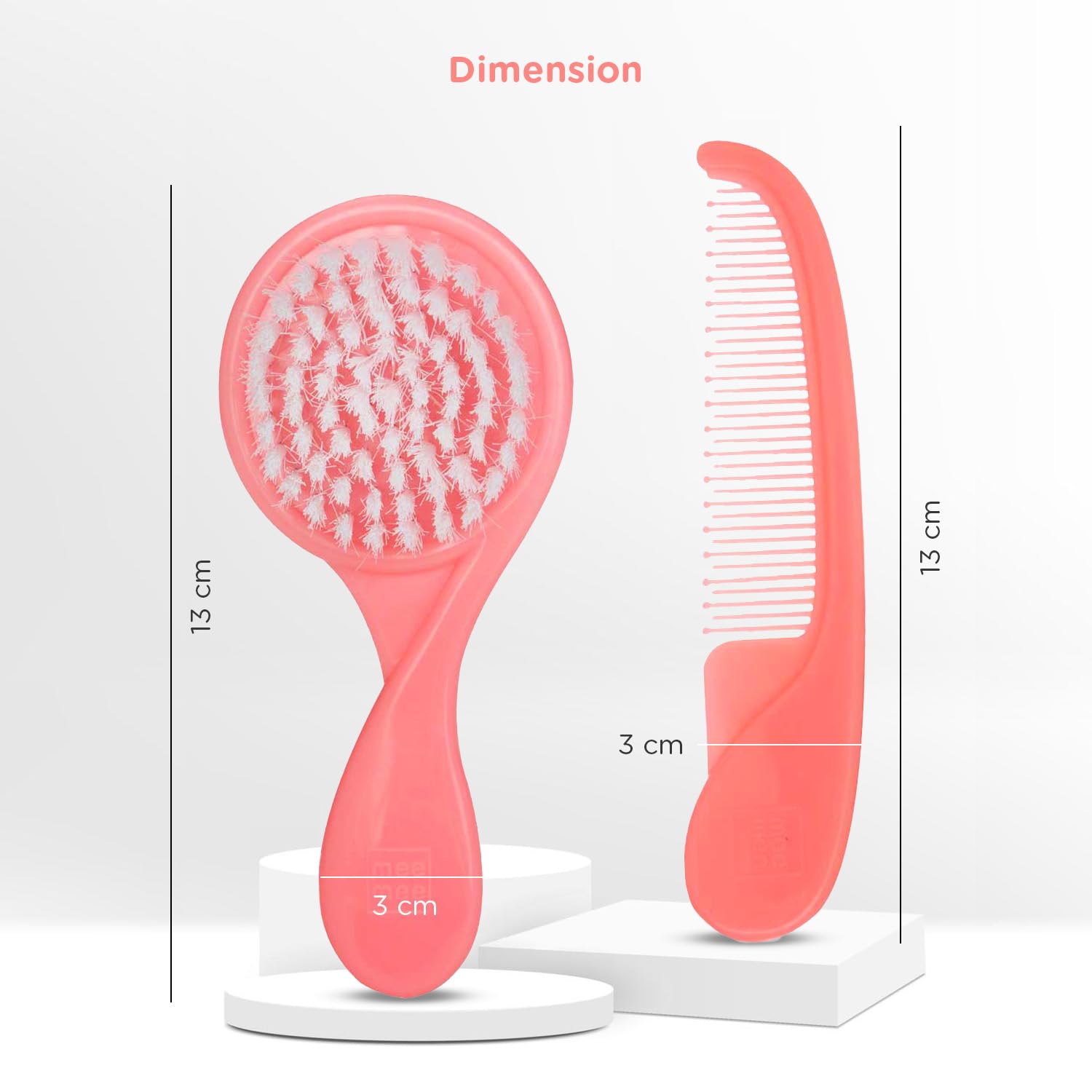 Mee Mee Easy Grip Soft Bristled Comb & Brush Set 3