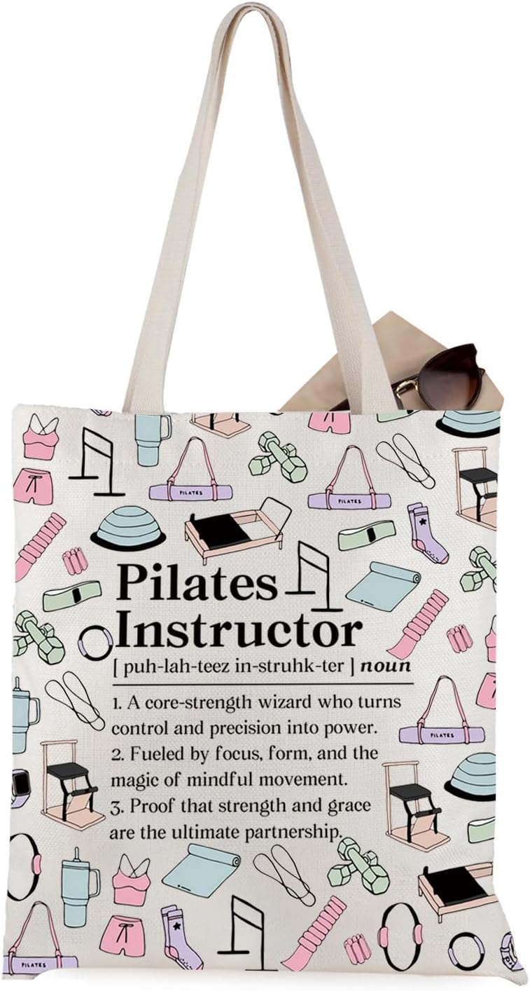 WCGXKO Pilates Instructor Tote Bag Pilates Teacher Appreciation Accessories Pilates Workout Gift