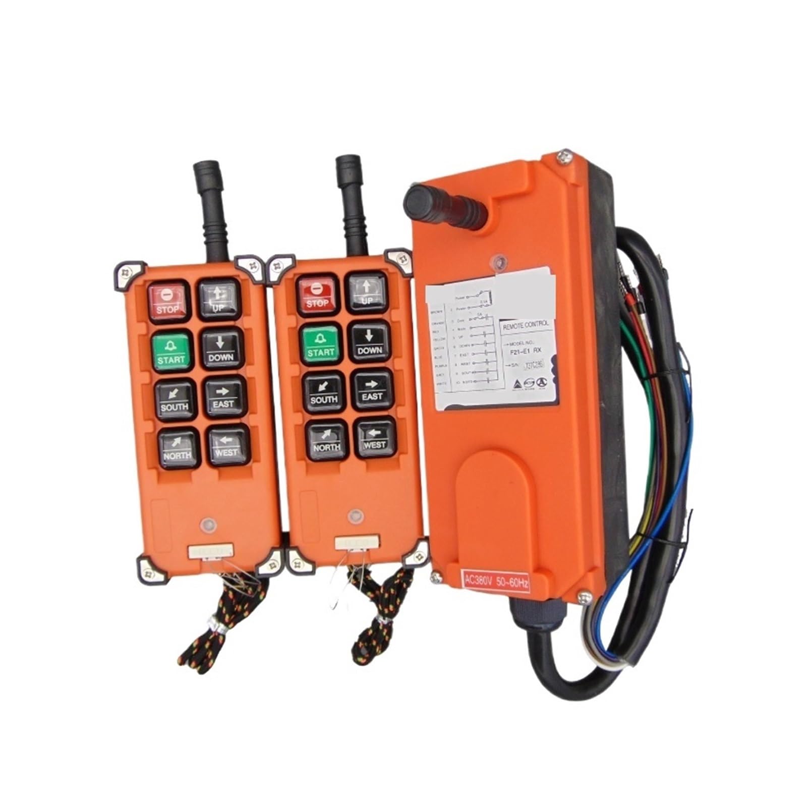 Télécommande de grue F21-E1B RX avec 2 émetteurs et 1 récepteur 380VAC pour levage industriel