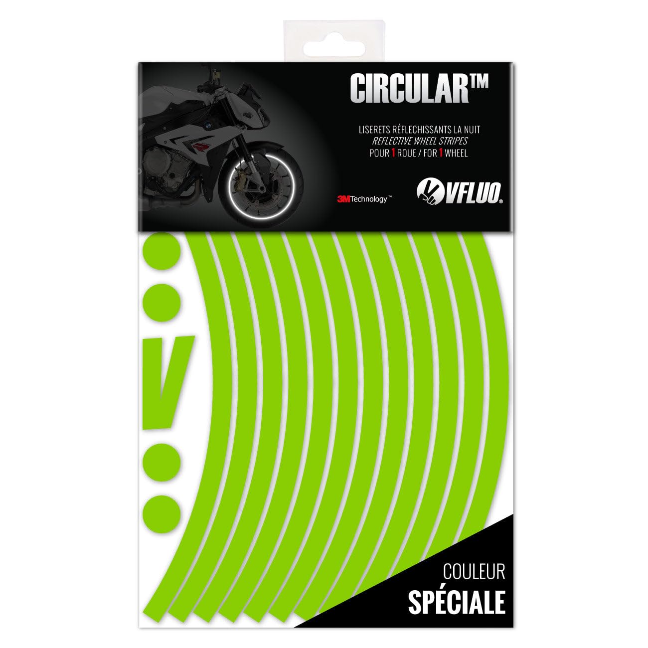 VFLUO - Kit Pegatinas Llantas de Moto Reflectantes, Autoadhesivas para 1 Rueda, 3M Technology™ - Gran Visibilidad Lateral - Discreto y diseño - Fácil colocación — view 9