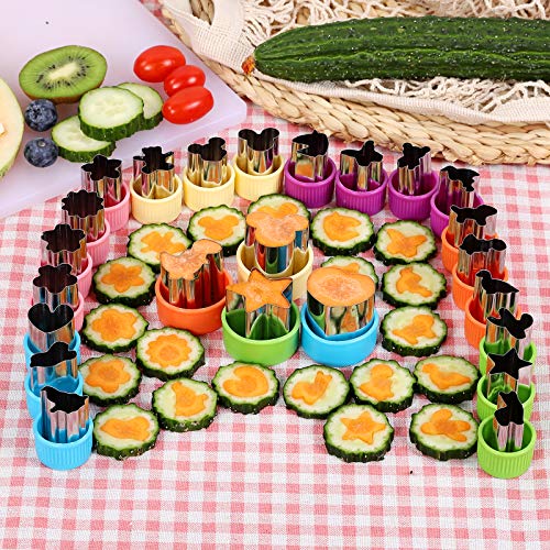 Vegetable Cutter Shapes Set Mini Sizes Cookie Cutters Set Fruit Cookie Pastry Stamps Mold Food Decorative Kids Baking And Food Supplement Tools (24Pcs Cutters） #TOP2