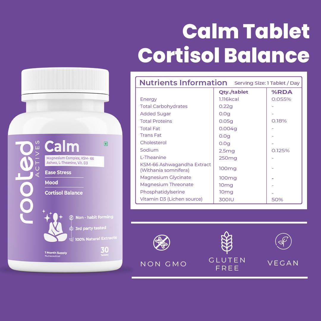 Rooted Actives Calm Stress Relief Tablets, 30 Tablets — Amazon image 5