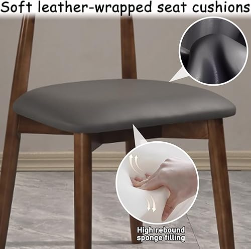 Miniatura 6 de YVYKFZD Sillas de comedor de madera maciza, juego de sillas de comedor sin brazos, sillas de cocina tapizadas de cuero, cómoda silla auxiliar con