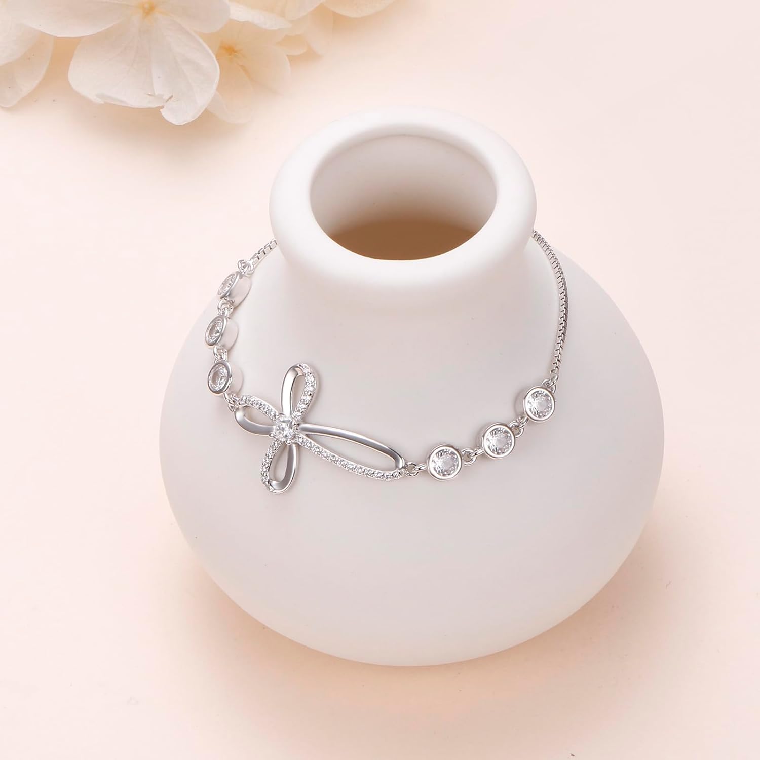 Ladytree Sterling Silver Cross Bracelet for Women Adjustable Christian Faith Bracelet Religious Jewelry Gift for Her - Image 4