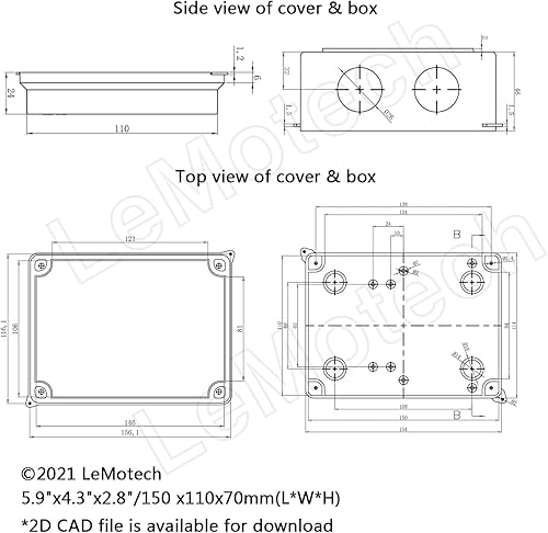 Miniatura 66 de LeMotech Caja de conexiones, plástico ABS IP55 resistente al agua y al polvo, caja eléctrica universal, caja de proyectos para exteriores e