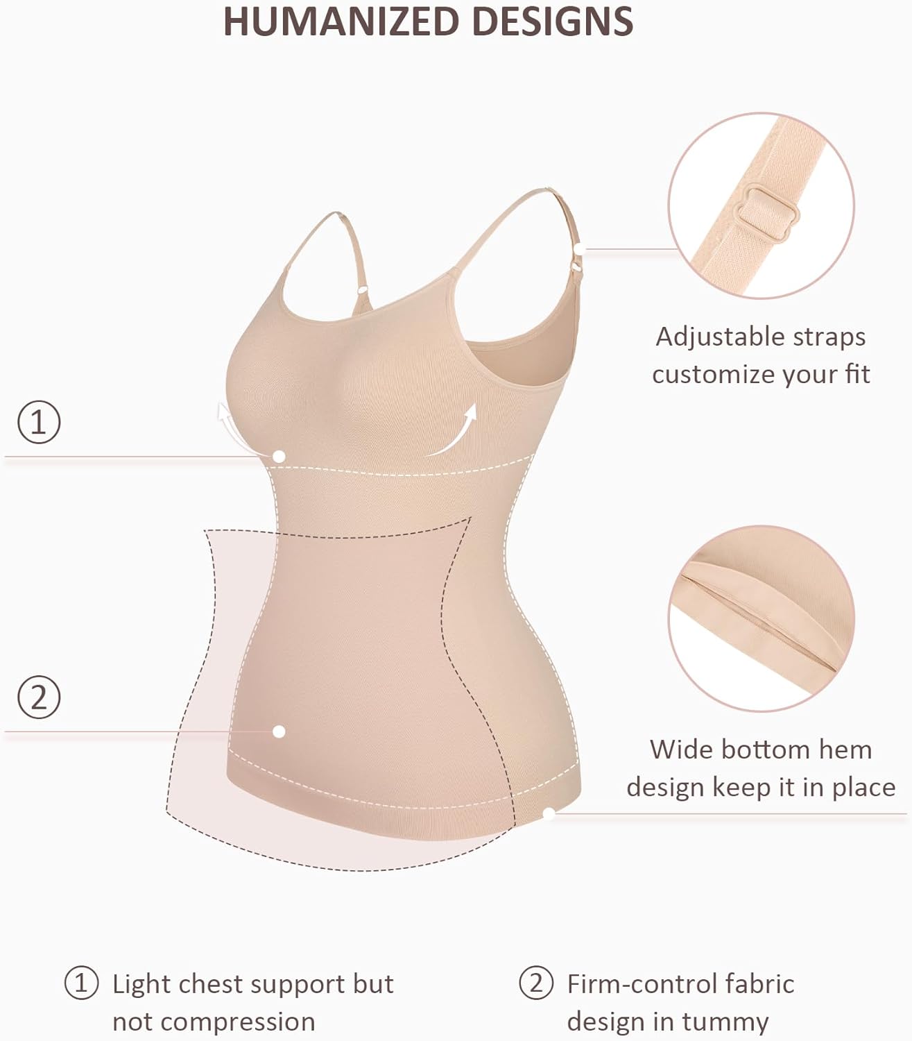 FeelinGirl Women's Tummy Control Camisole Seamless Shapewear Tank Top Slimming Cami Shaper with Compression - Image 3