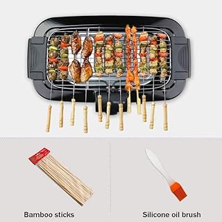 review Indoor Electric Barbecue Grill Smokefree Portable Table BBQ Grilling with 5 Levels of Temperature Adjustment 2000w High Power BBQ Grill, Fit Home Dinner Camping Travel Hiking,Color:Package 2 YZPDD