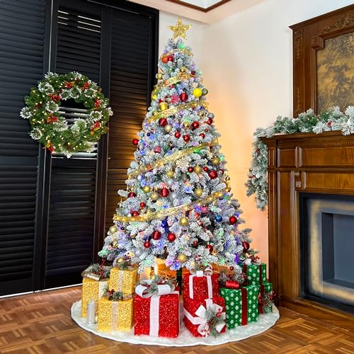 Hykolity 7.5 Ft Prelit Snow Flocked Christmas Tree thumb #1
