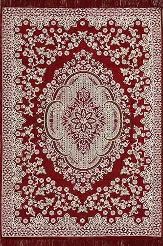 Image of Heavy Fabric Velvet Touch Bedroom, Hall, Living Room, Drowing Room, Yoga Hall Designer Velvet Rectangle Carpet |60 inch Inch X 84 inch Inch | 5 Feet X 7 Feet I 150 Cm X 210 Cm (Maroon)