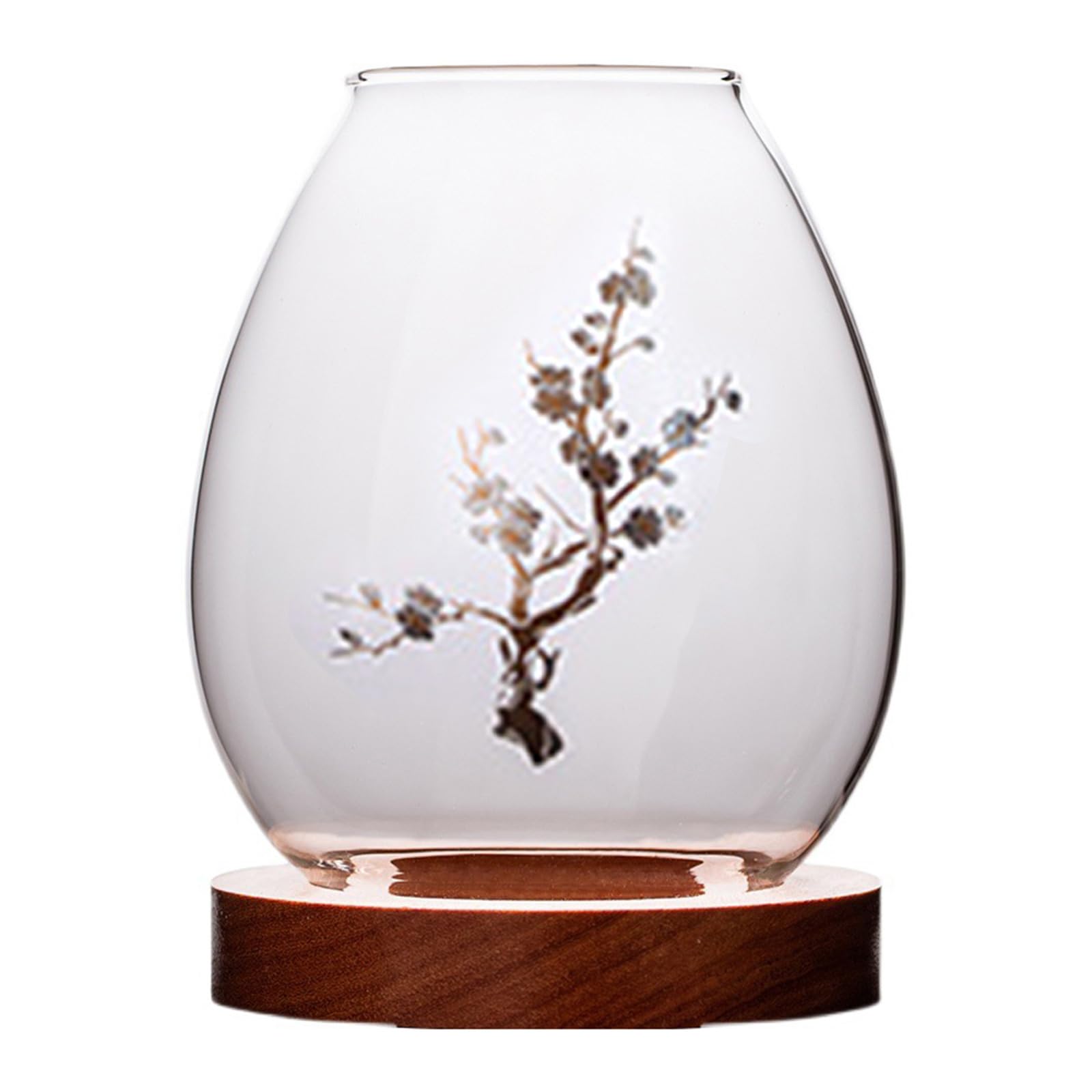 Clear Glass Candlesticks Candlelights Dinner Holder Windproof Shade with Wood Base Home Decors