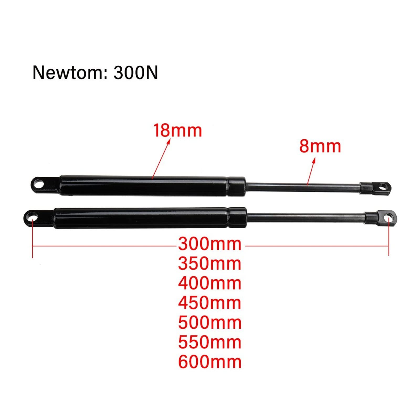 Molle A Gas Universali 300N Per Auto - Lunghezza 400mm, Per Cofano, Bagagliaio, Portellone, Bus