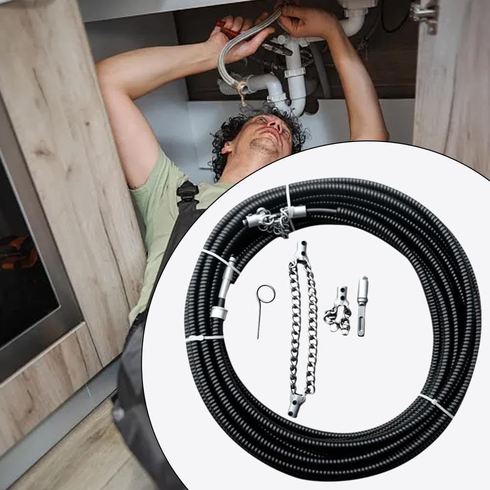 Máquina limpiadora de desagües eléctrica de 1 a 5 m, draga de fontanería con extensión de 16 mm, herramienta de resorte para fregadero, tuberías, baño, limpieza y descalcificación
