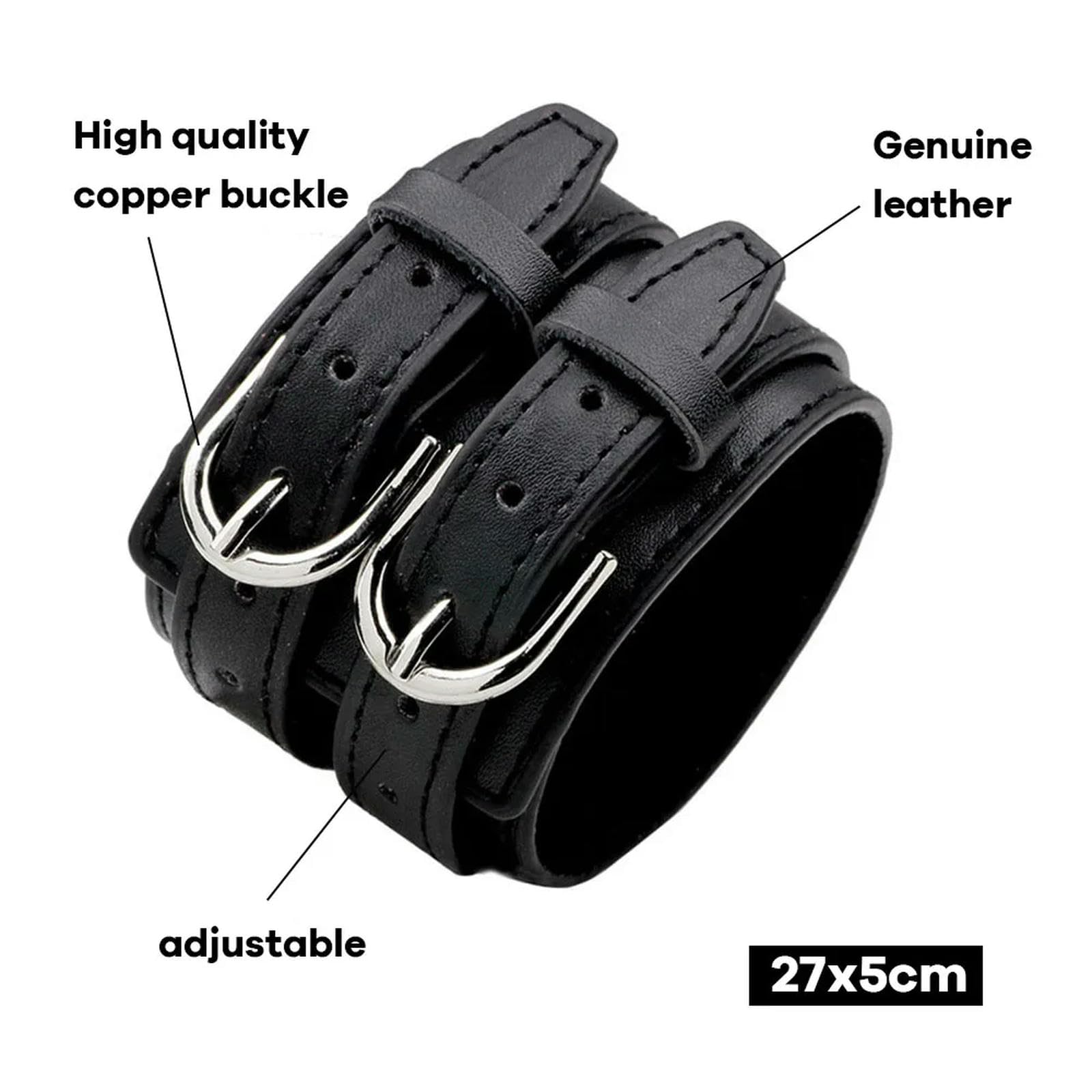 XYNSNDB Pulsera de Cuero Genuino para Hombre, Pulsera Ancha y Grande de Amistad, con Hebilla, joyería Vintage Ajustable