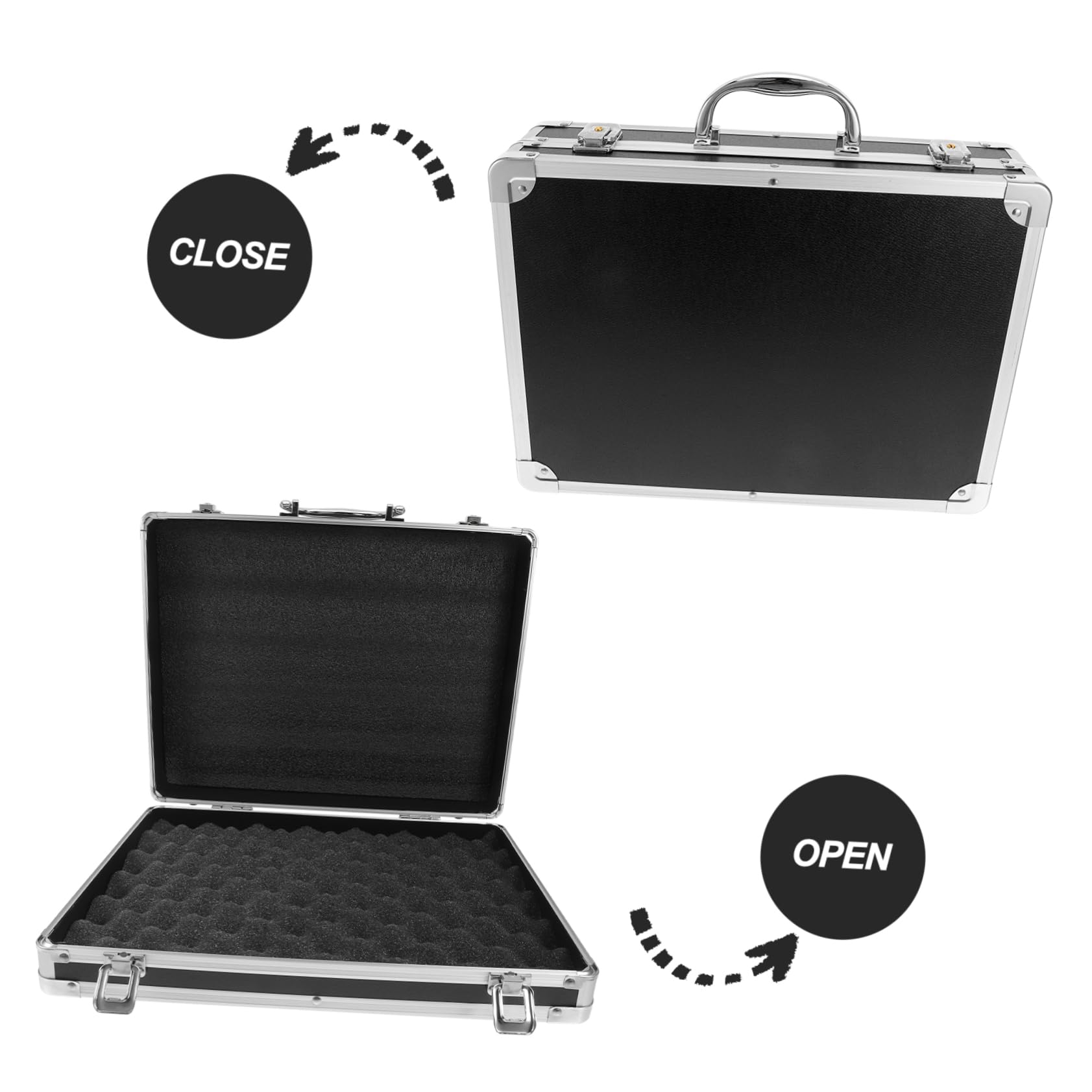 Tool Box in Lega di Alluminio Nera, Portatile e Antiurto | Interni in Foam, Set da 1 Pezzo, Divisori Multipli, per Attrezzi e Strumenti