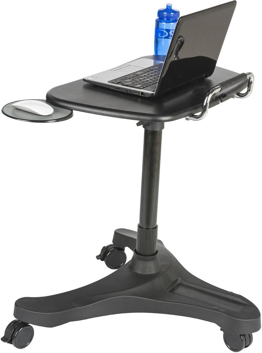 Displays2go, Height Adjustable Standing Desks, Polypropylene & ABS Plastic Construction – Black Finish with Gray (ADTMWSB2)