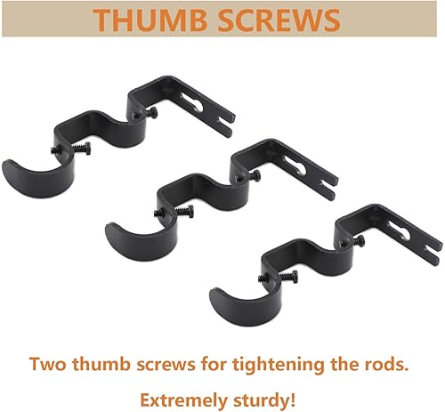 Miniatura 5 de Soporte doble para barra de cortina, ajustable, ganchos de cortina resistentes para cortinas, soportes de barra de 1 pulgada + 0.63 pulgadas,