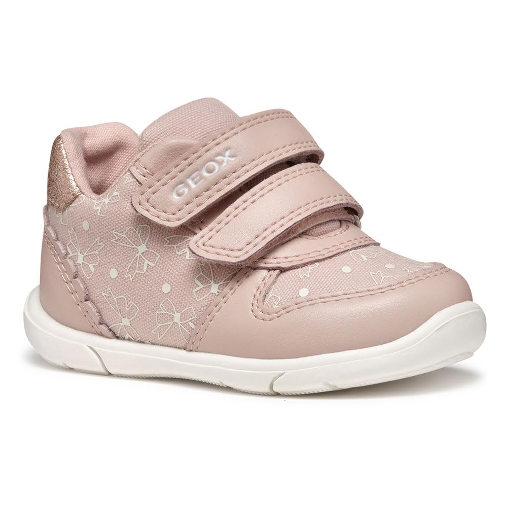 Geox Zapito First Steps Breathable Trainers With Touch 'N' Close Fastening Pale Pink Size 25 Kids