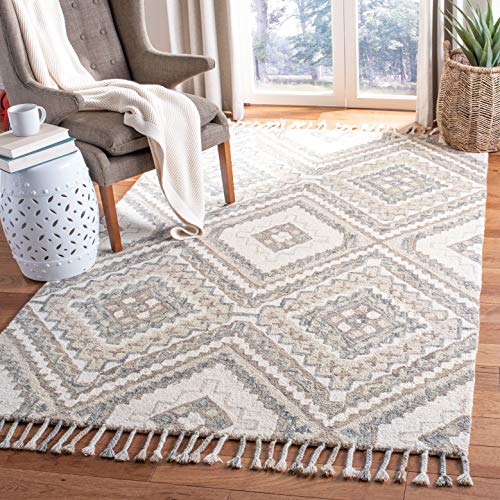 Tapete decorativo boho hecho a mano 3' x 5' Taupe/Ivory