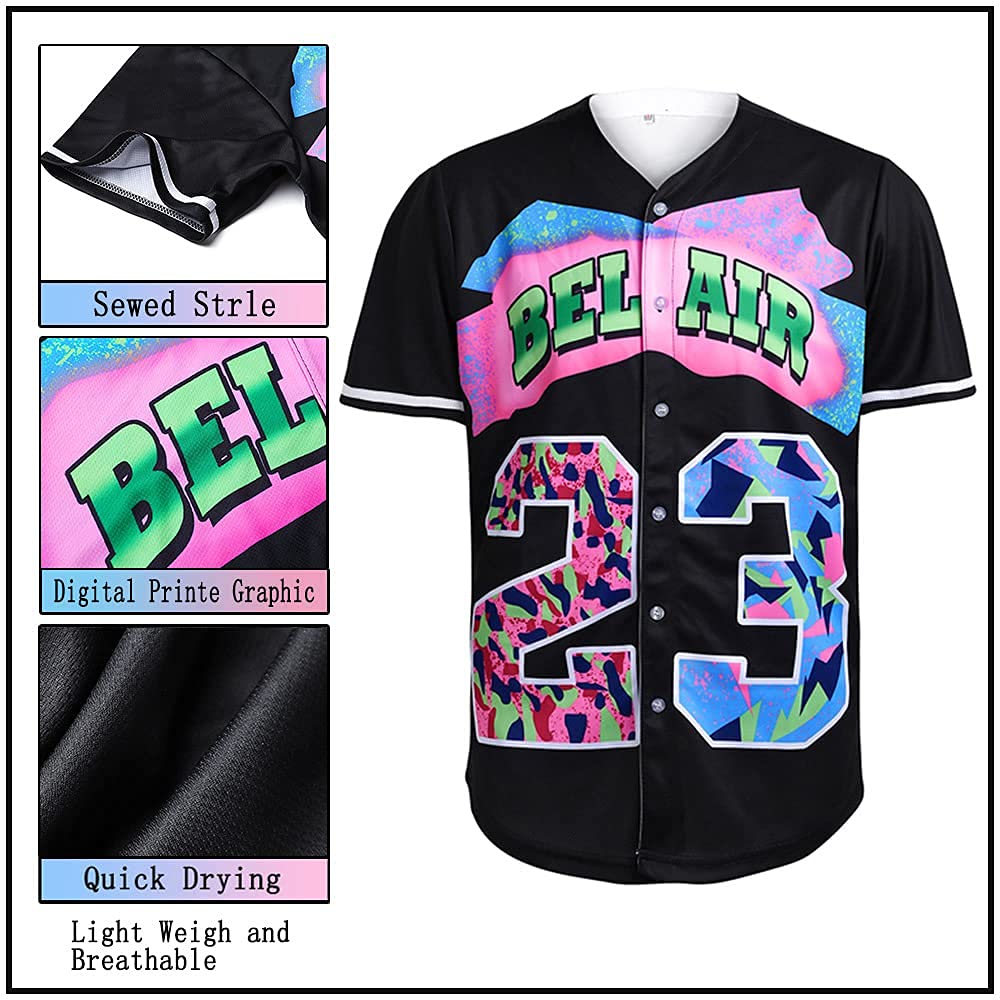 Buy 90s Clothing for Men and Women, Unisex BelAir Baseball Jersey, Hip