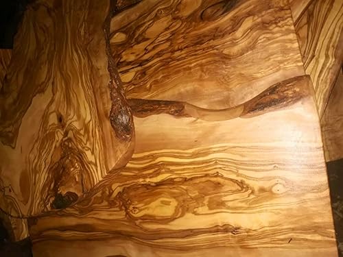 Miniatura 7 de Orchard Hardwoods, tablero de madera de olivo rústico hecho a mano con borde de corteza de 20 pulgadas, para cortar, cortar, servir. Losa de madera